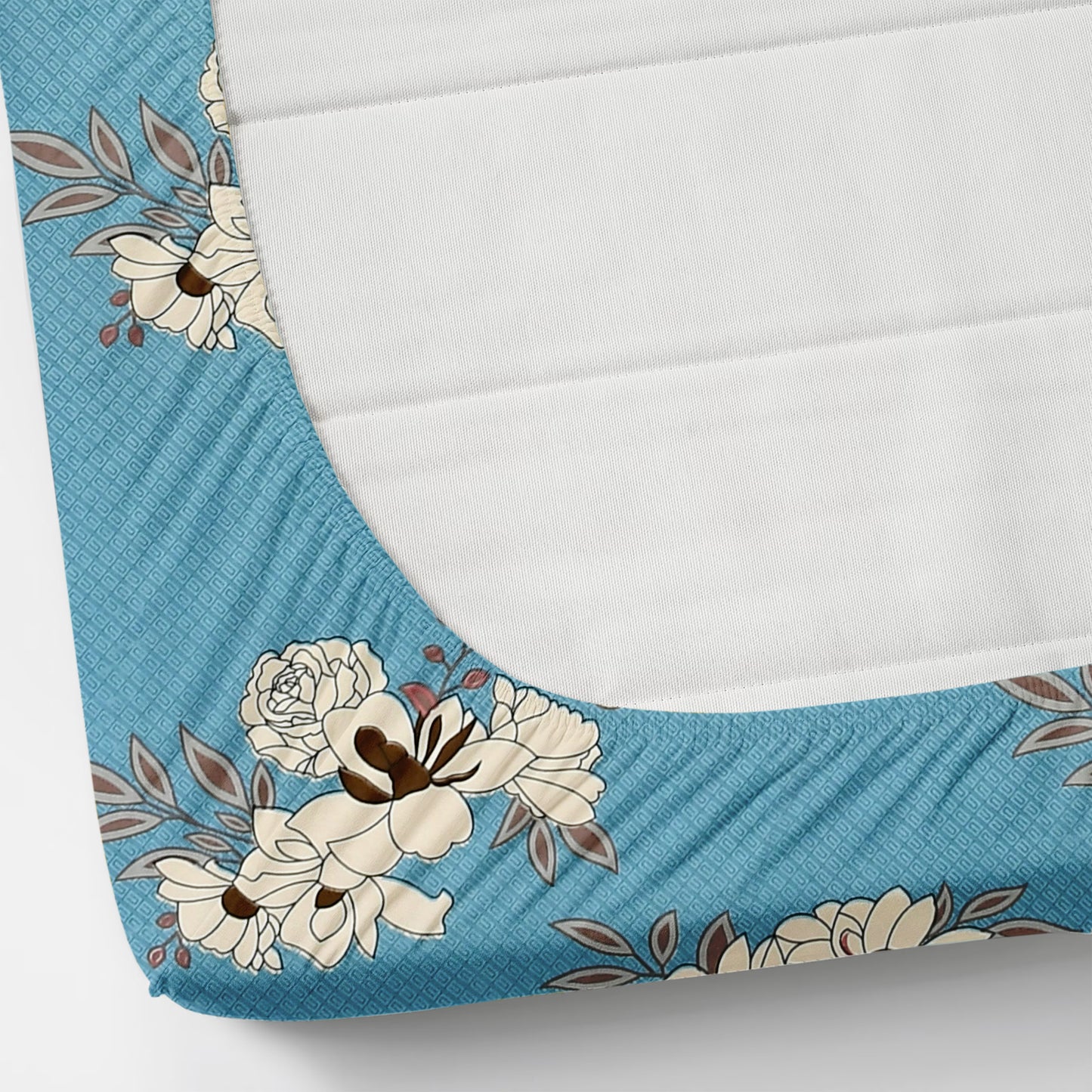 Cotton Bolls Fitted Elatic King Size Double Bedsheet
