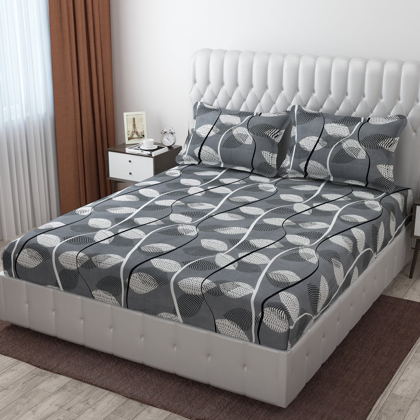 Pack of 2 Fitted King Size Bedsheet Glace Cotton with all Round Elastic 72x78x7