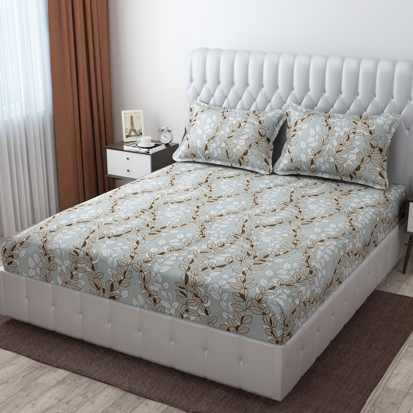 Pack of 2 Fitted King Size Bedsheet Glace Cotton with all Round Elastic 72x78x7