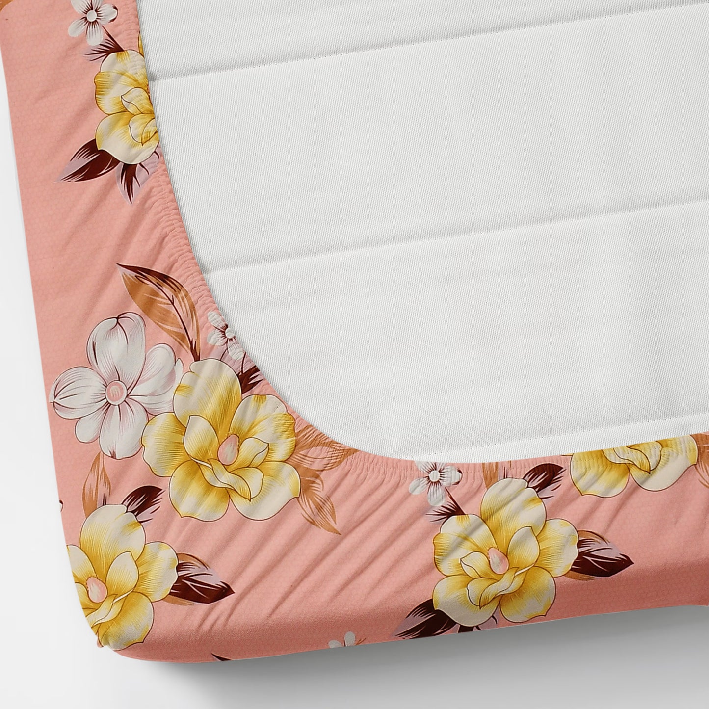 Cotton Bolls Fitted Elatic King Size Double Bedsheet