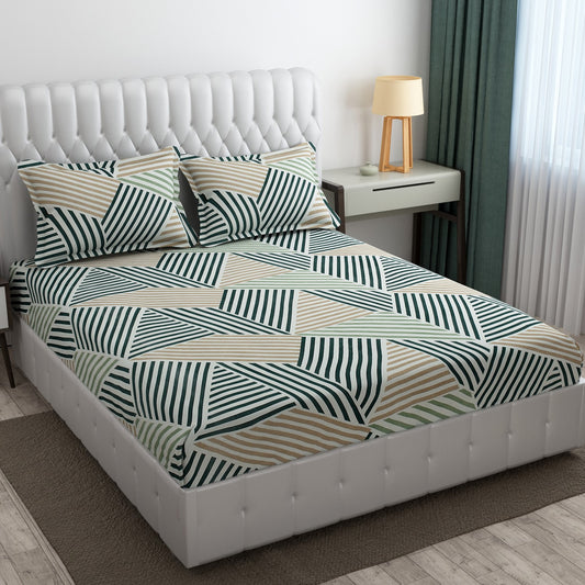 Cotton Bolls Fitted Elatic King Size Double Bedsheet