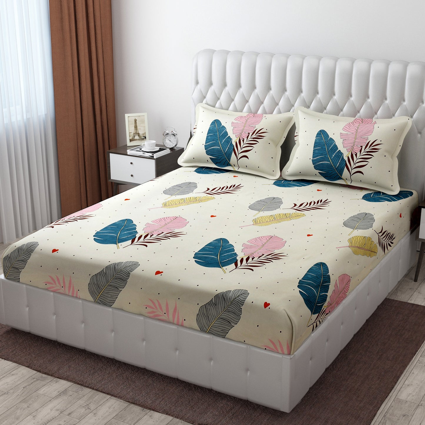 Pack of 2 Fitted King Size Bedsheet Glace Cotton with all Round Elastic 72x78x7