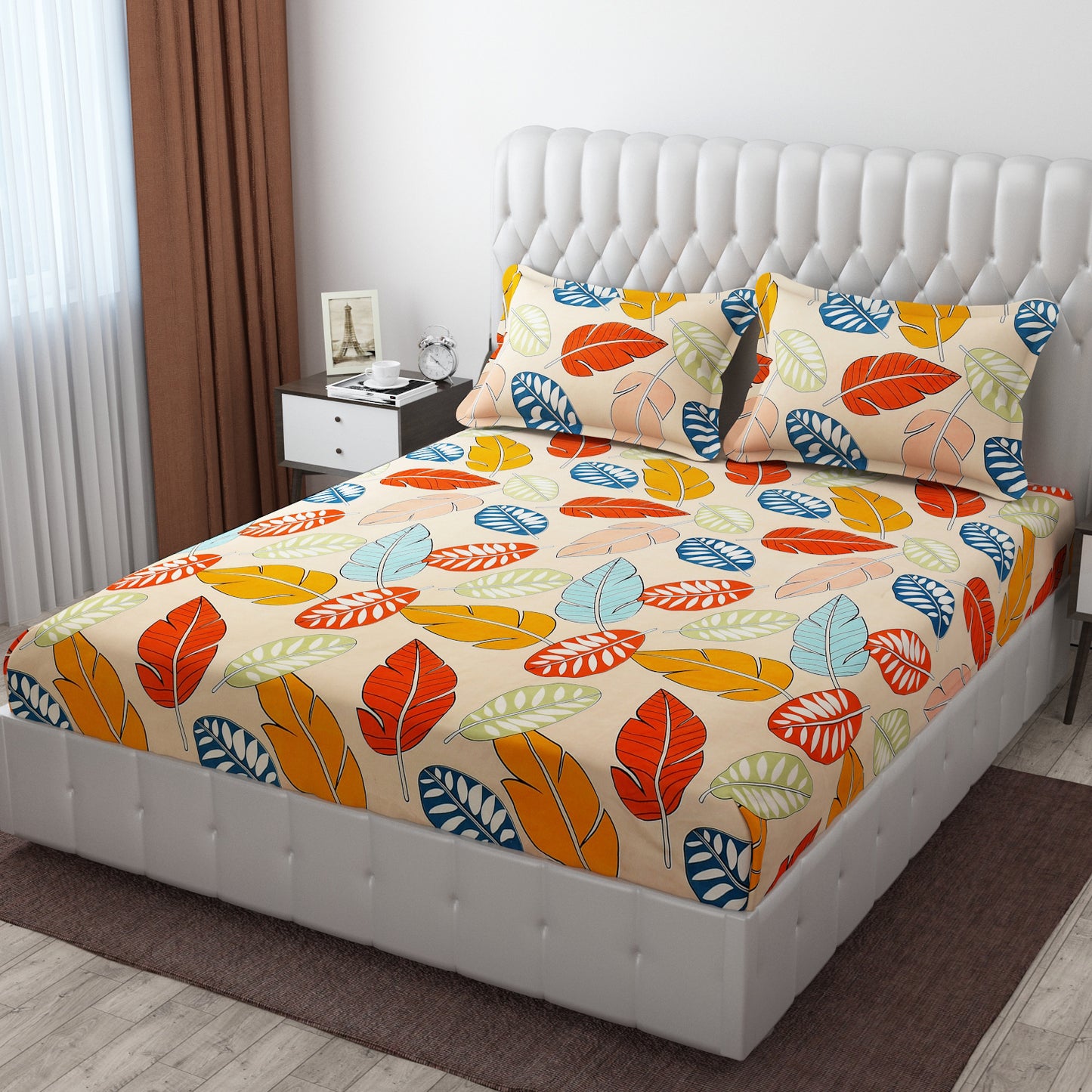 Pack of 2 Fitted King Size Bedsheet Glace Cotton with all Round Elastic 72x78x7