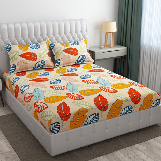Cotton Bolls Fitted Elatic King Size Double Bedsheet