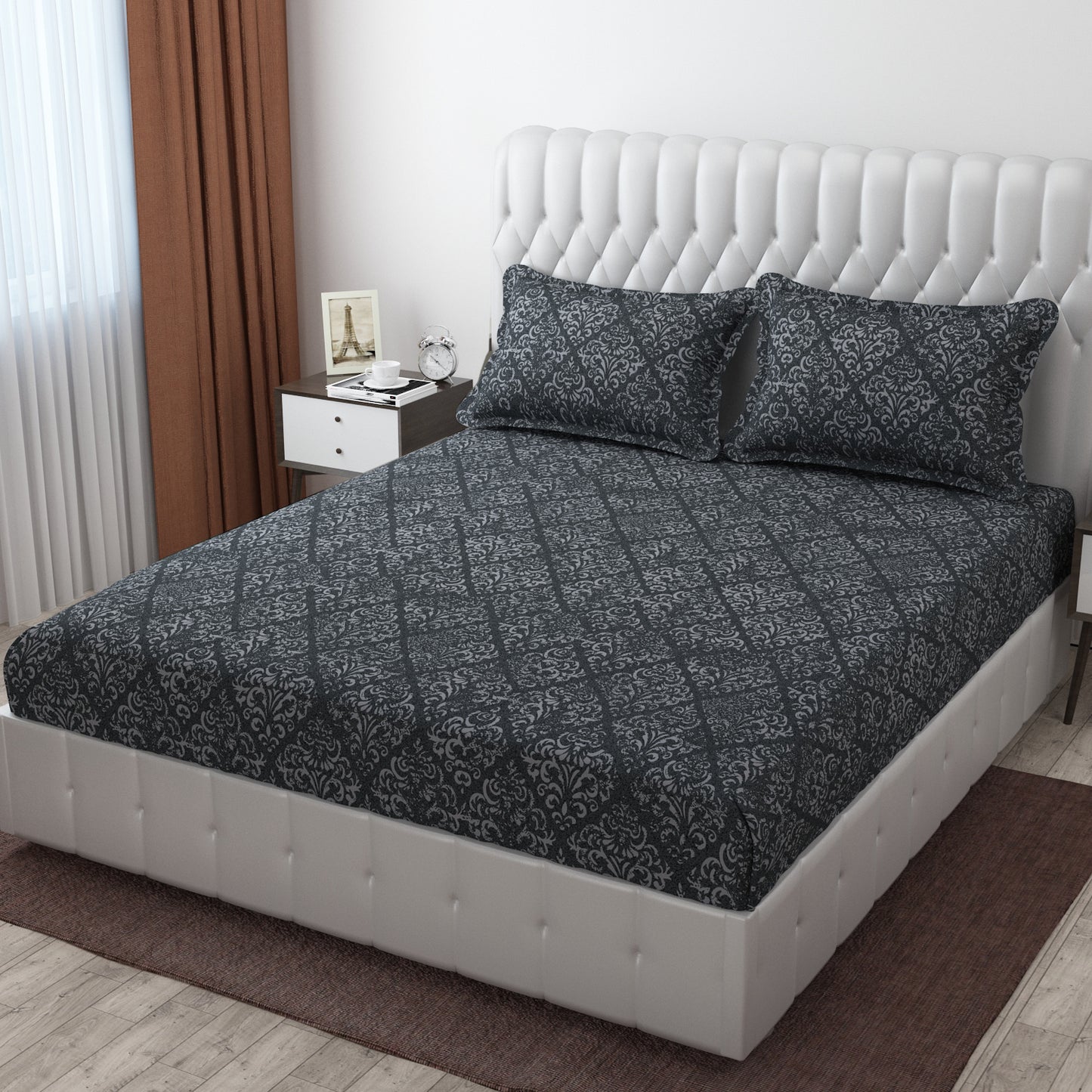 Pack of 2 Fitted King Size Bedsheet Glace Cotton with all Round Elastic 72x78x7