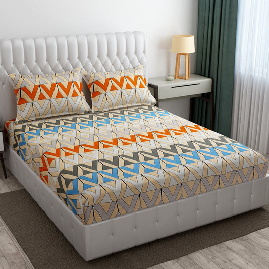 Cotton Bolls Fitted Elatic King Size Double Bedsheet