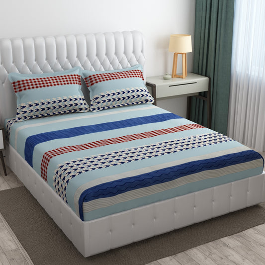 Cotton Bolls Fitted Elatic King Size Double Bedsheet