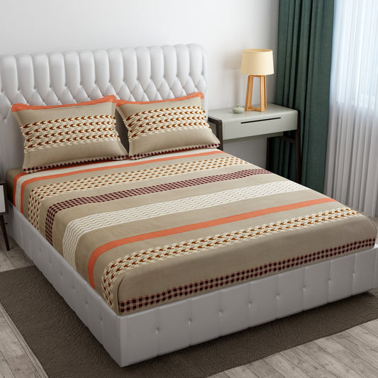 Cotton Bolls Fitted Elatic King Size Double Bedsheet
