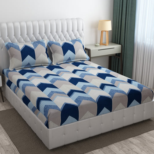 Cotton Bolls Fitted Elatic King Size Double Bedsheet