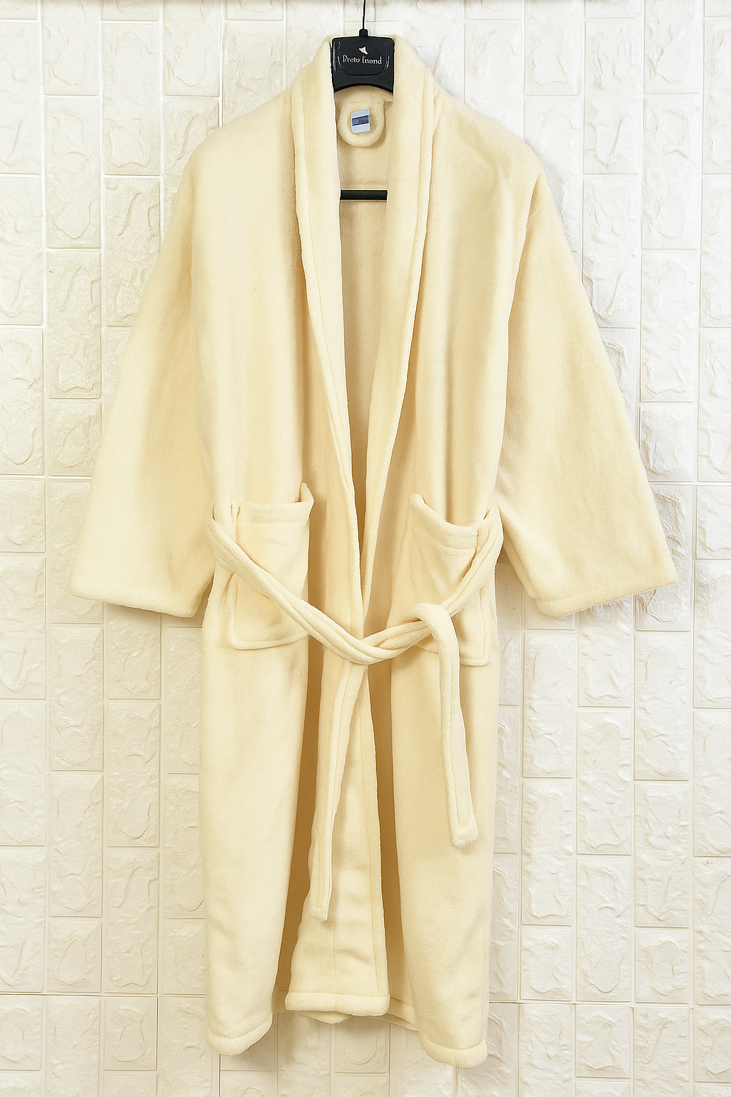 Luxury Plush Grey Unisex Bath Robe Made with Super Soft & Highly Absorbent Microfiber - Cream