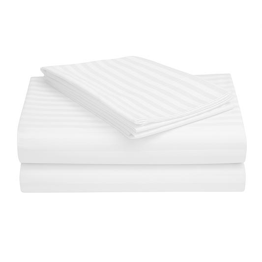 Cotton Bolls 300 TC 100% Cotton Stripes King Bed Sheet - Premium Bedsheet and 2 Pillow Covers