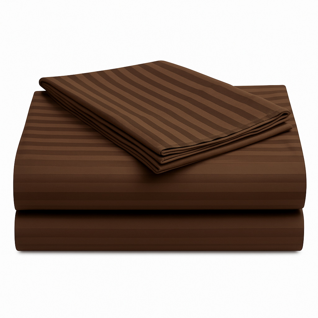 Cotton Bolls 300 TC 100% Cotton Stripes King Bed Sheet - Premium Bedsheet and 2 Pillow Covers
