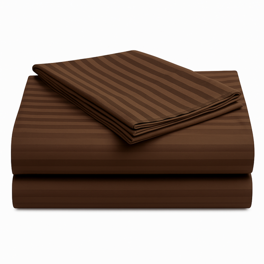 Cotton Bolls 300 TC 100% Cotton Stripes King Bed Sheet - Premium Bedsheet and 2 Pillow Covers