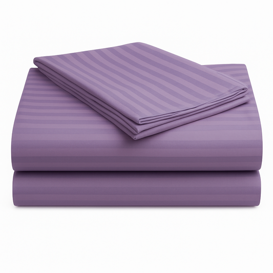 Cotton Bolls 300 TC 100% Cotton Stripes King Bed Sheet - Premium Bedsheet and 2 Pillow Covers