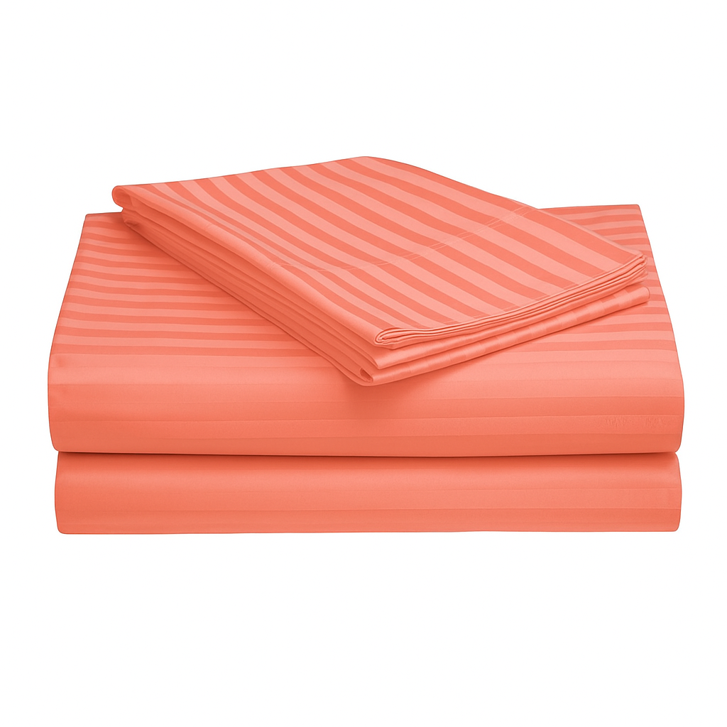 Cotton Bolls 300 TC 100% Cotton Stripes King Bed Sheet - Premium Bedsheet and 2 Pillow Covers