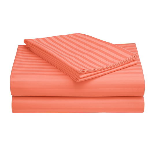 Cotton Bolls 300 TC 100% Cotton Stripes King Bed Sheet - Premium Bedsheet and 2 Pillow Covers