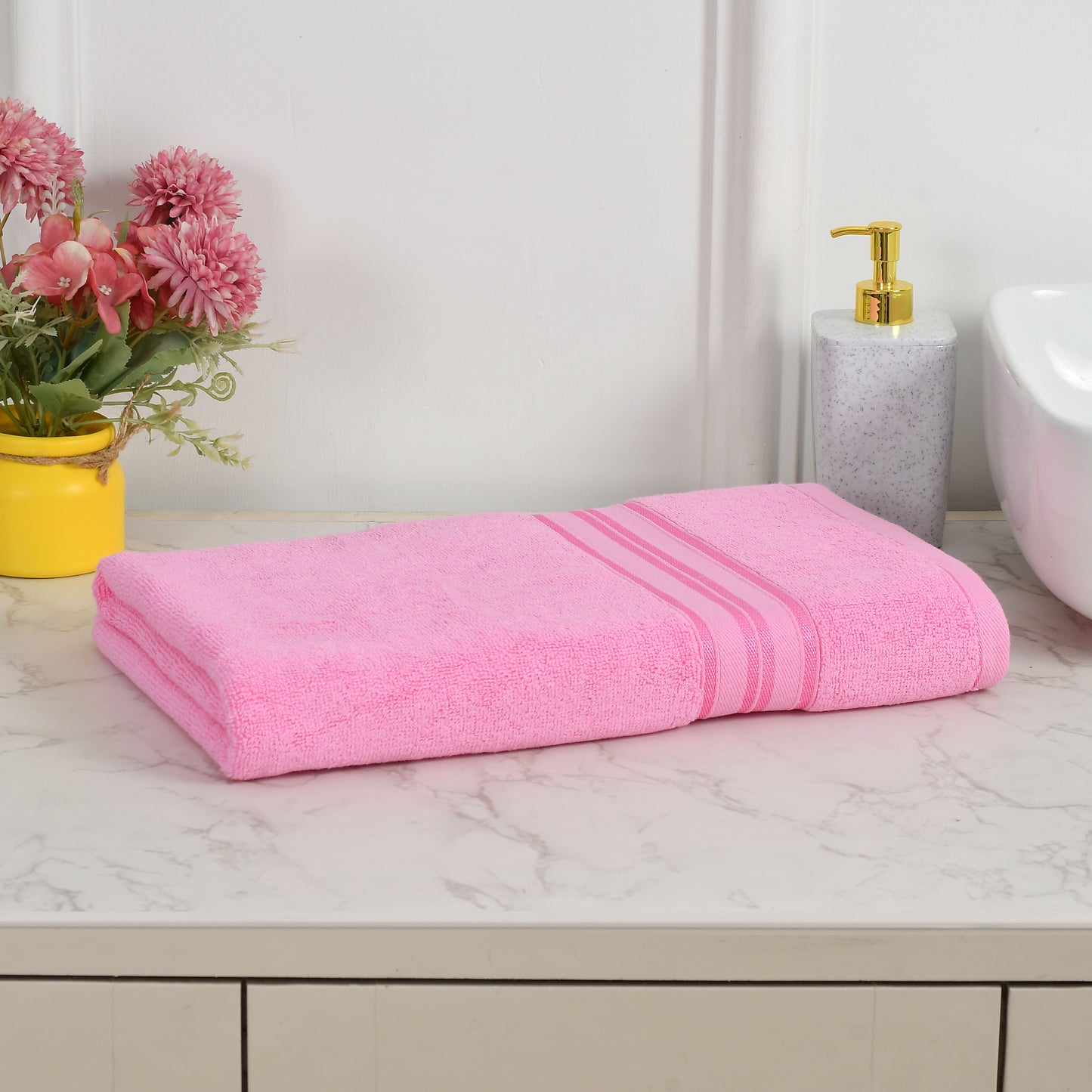 Bath Towel 100% Cotton 600 GSM Large Size 72x142 CM Pink