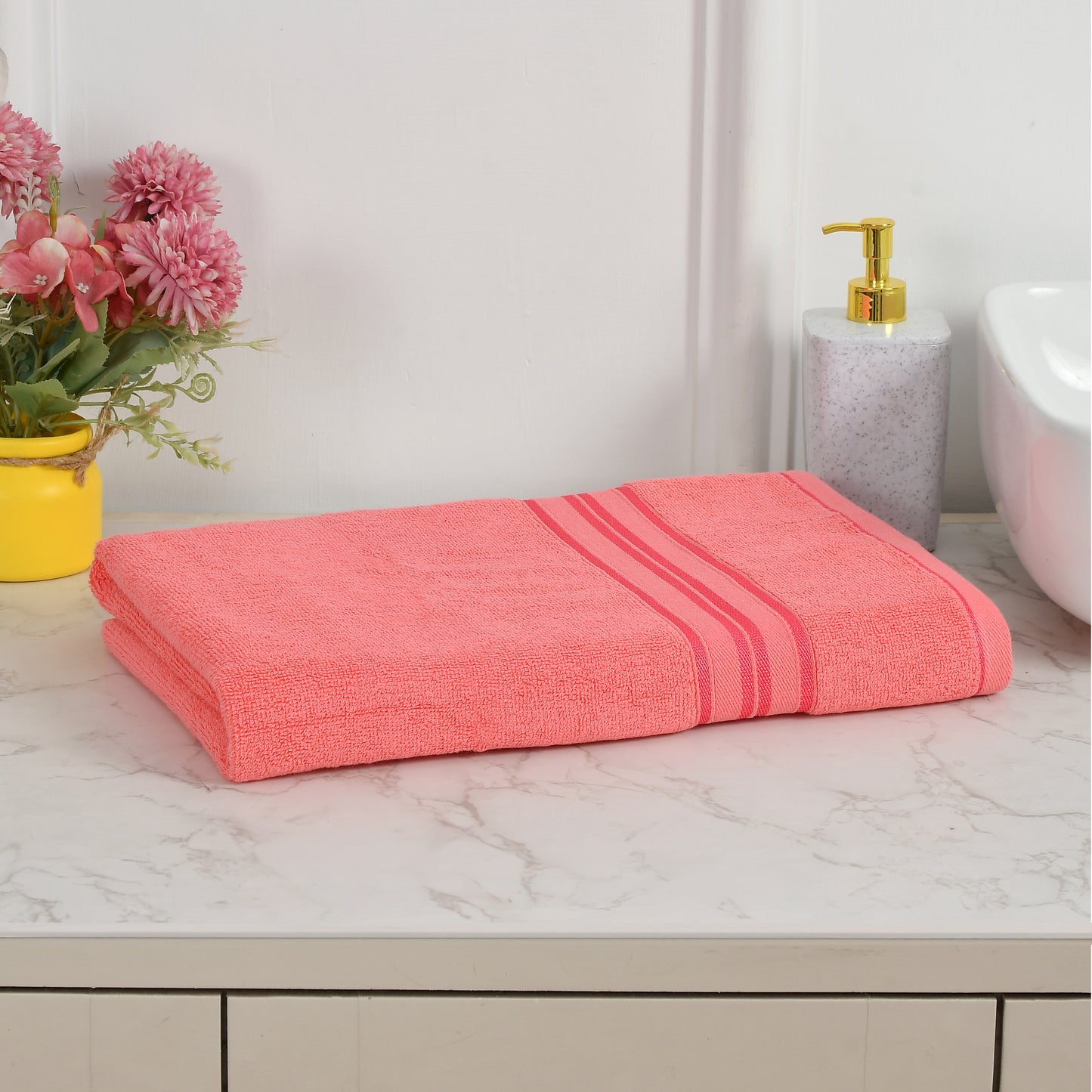 Bath Towel 100% Cotton 600 GSM Large Size 72x142 CM Peach