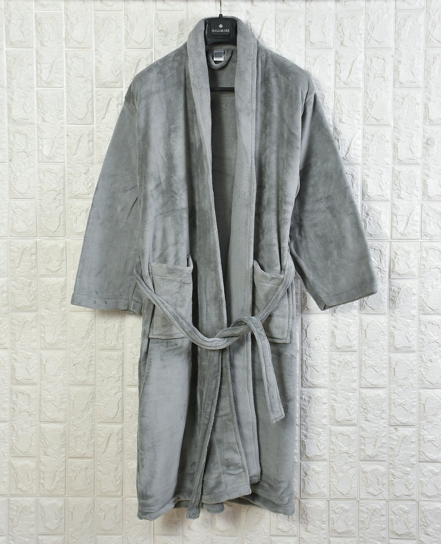 Luxury Plush Grey Unisex Bath Robe Made with Super Soft & Highly Absorbent Microfiber-GREY