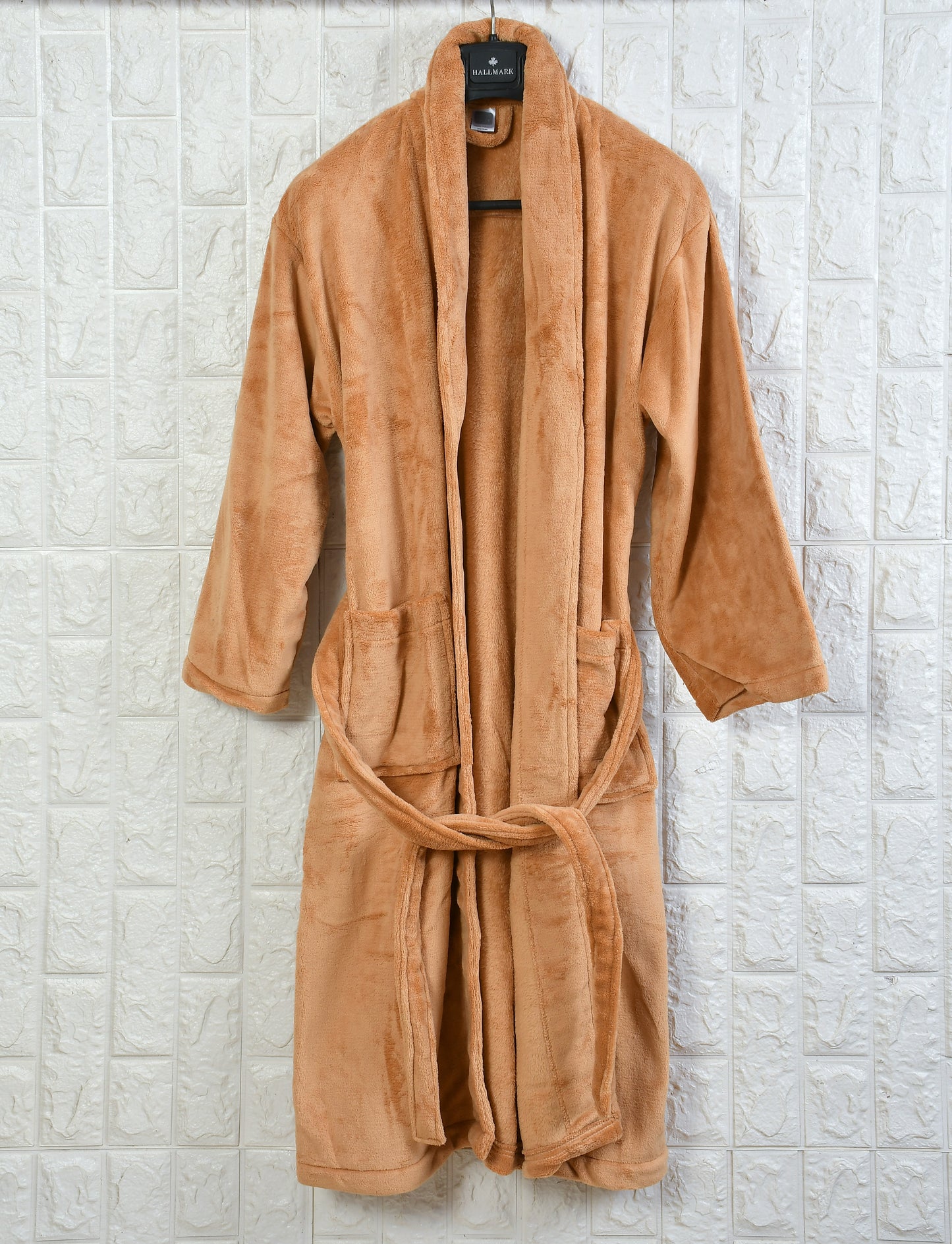 Luxury Plush Grey Unisex Bath Robe Made with Super Soft & Highly Absorbent Microfiber-Brown