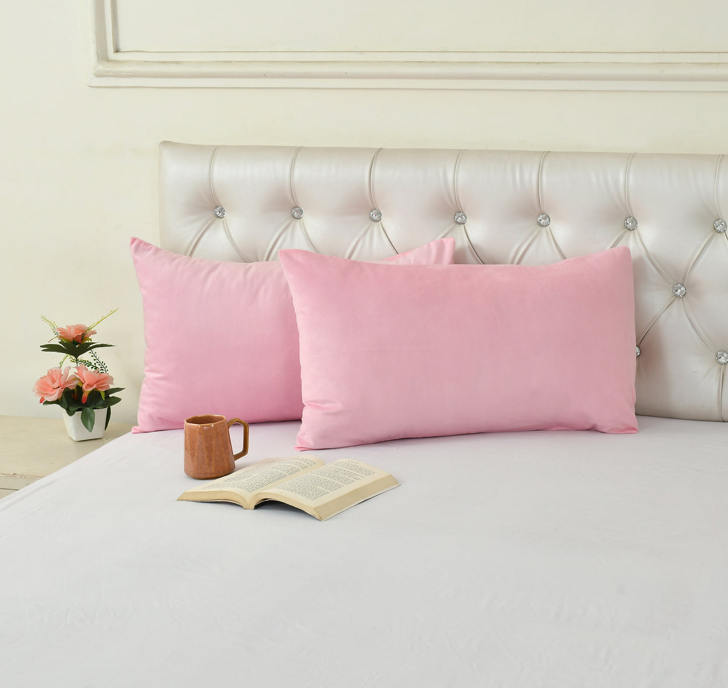 Cotton Bolls Textiles Holland Velvet Decorative Pillow Covers 40x60 cm Pack of 2