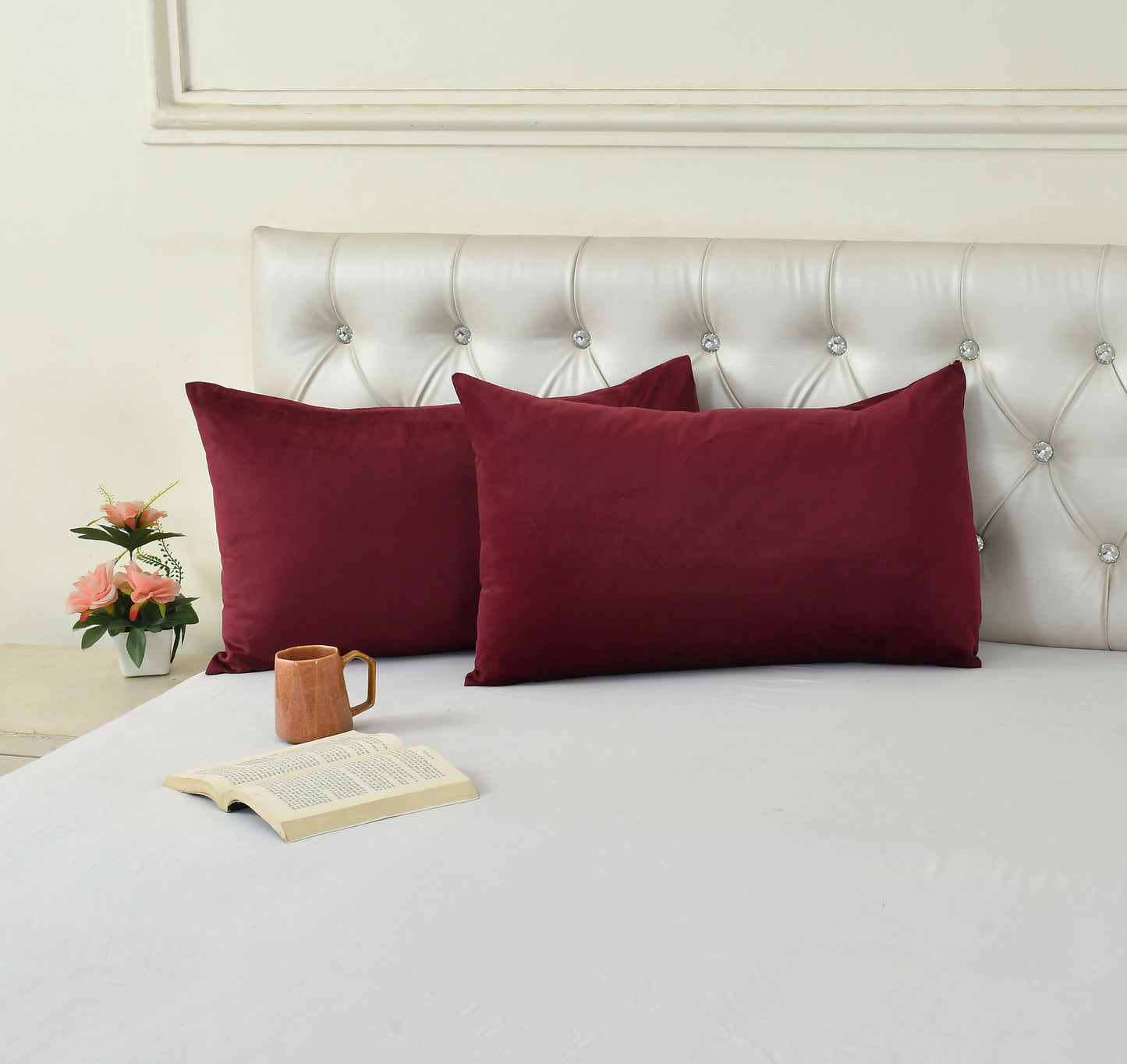 Cotton Bolls Textiles Holland Velvet Decorative Pillow Covers 40x60 cm Pack of 2