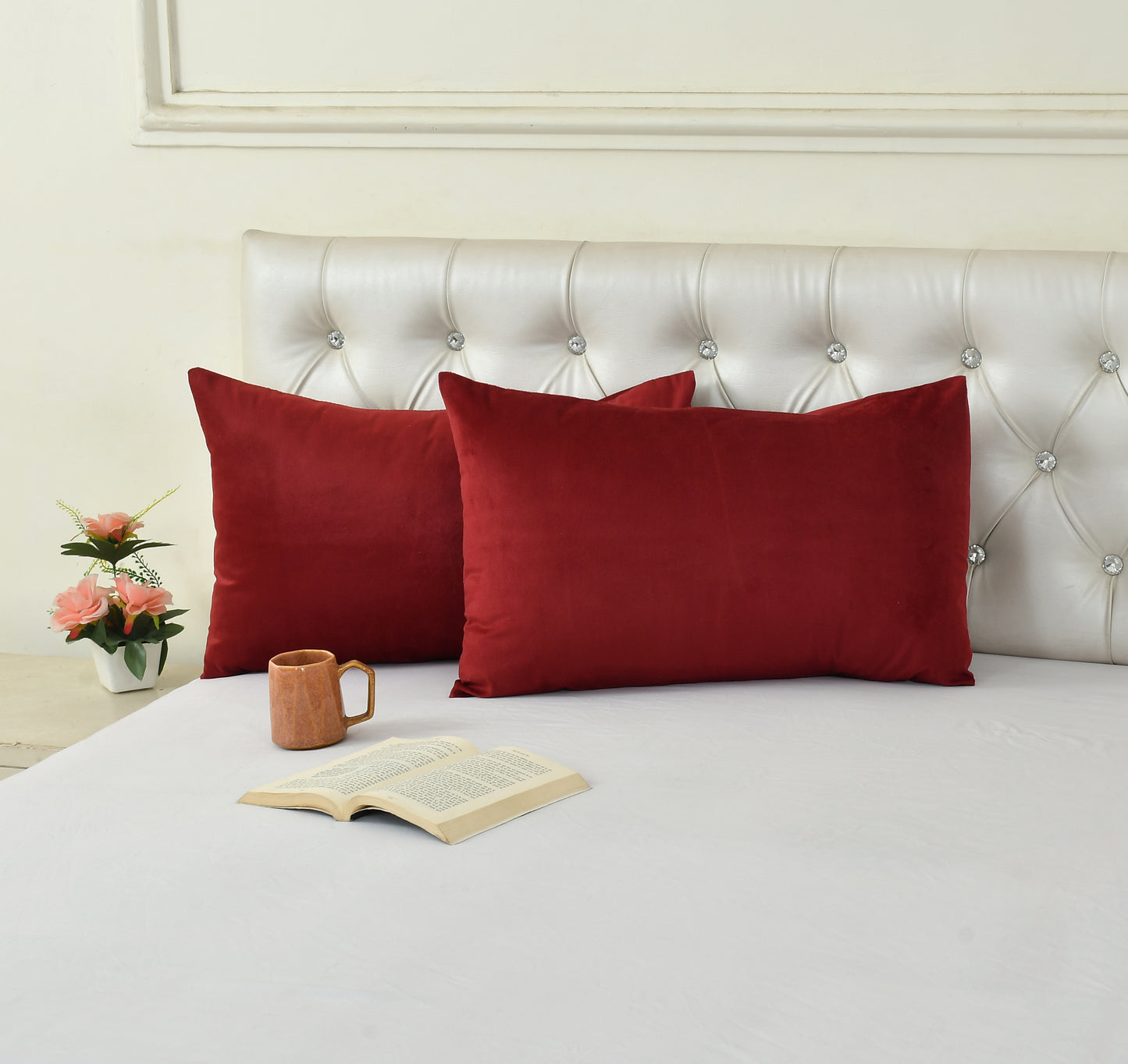 Cotton Bolls Textiles Holland Velvet Decorative Pillow Covers 40x60 cm Pack of 2