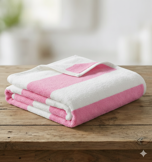 Bath Towel 100% Cotton 400 GSM Large Size 72x142 CM Pink
