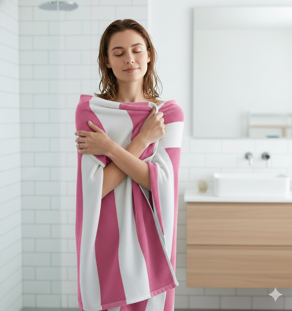 Bath Towel 100% Cotton 400 GSM Large Size 72x142 CM Pink
