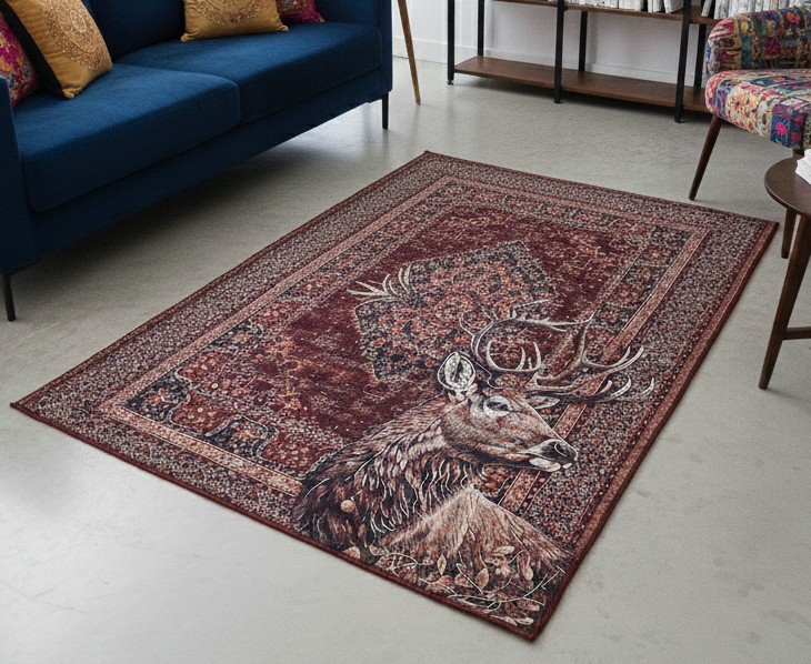 Wild Animal Print Area Rug 5x7 ft | Lightweight & Foldable Carpet