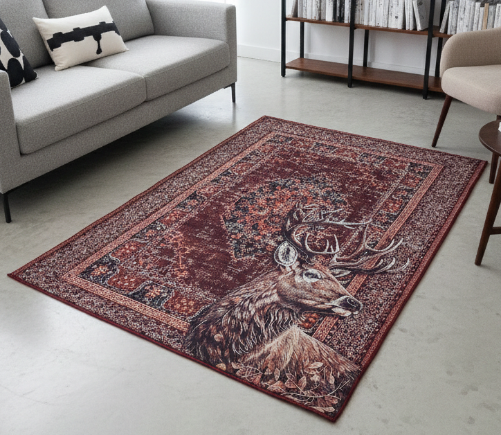 Wild Animal Print Area Rug 5x7 ft | Lightweight & Foldable Carpet