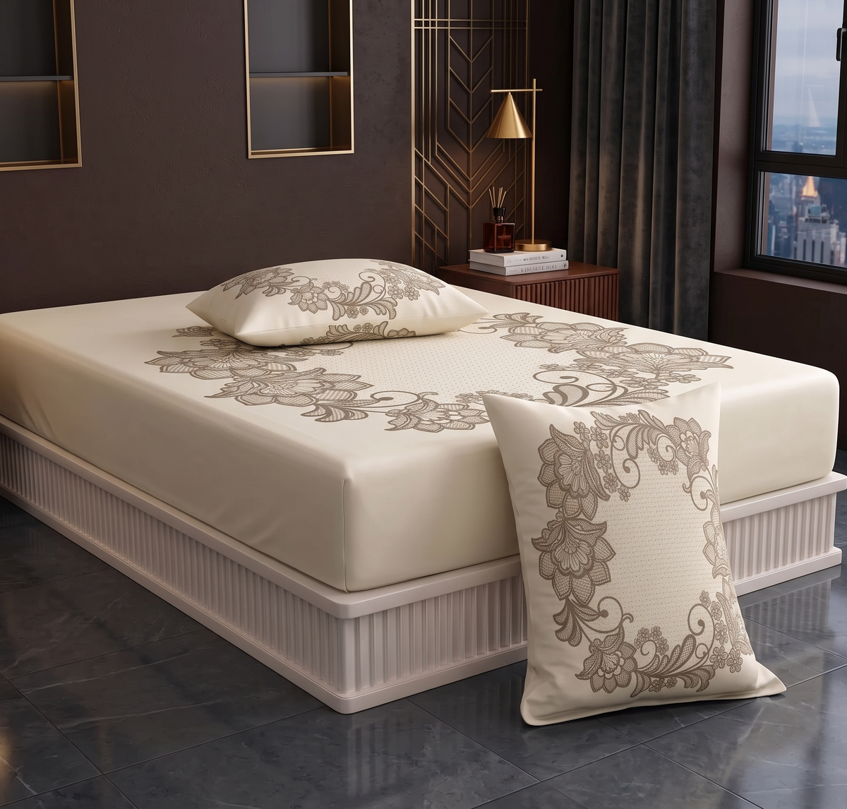Glace Cotton Double Bedsheet with 2 Pillow Covers - Fade Resistant Soft Breathable Fabric (Copy) (Copy) (Copy)