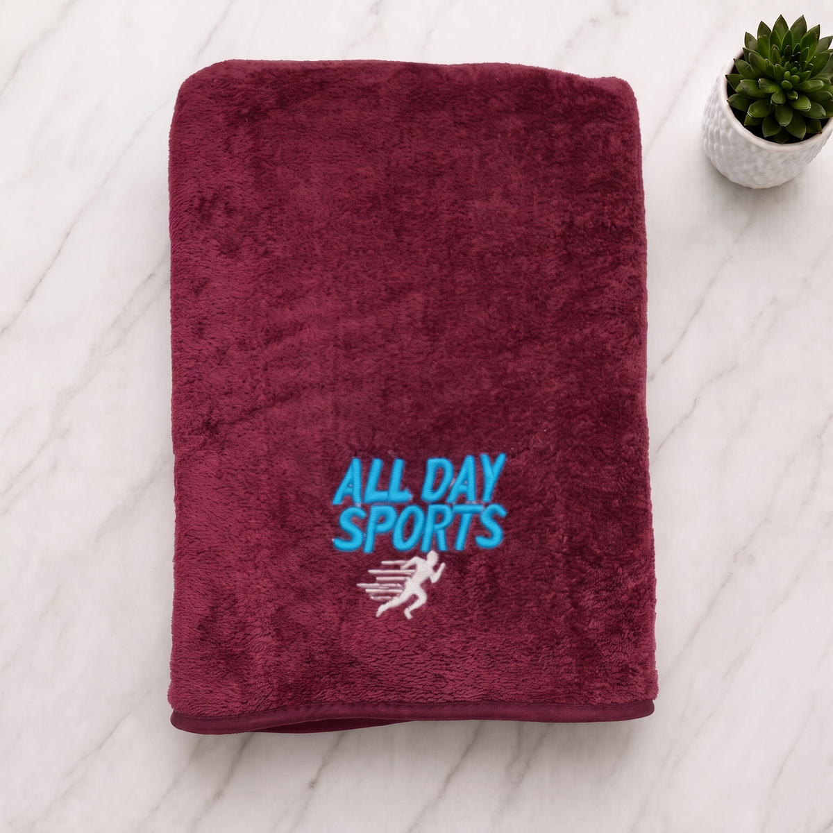 Quick Dry Microfiber Bath Towel 70×140 cm – Soft, Absorbent & Embroidered Maroon