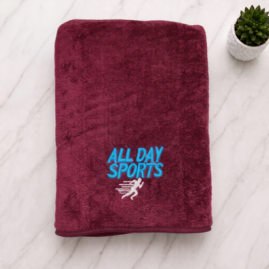 Quick Dry Microfiber Bath Towel 70×140 cm – Soft, Absorbent & Embroidered Maroon