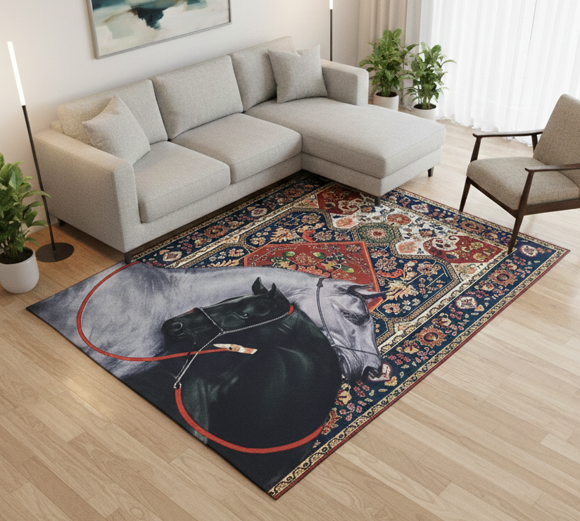 Wild Animal Print Area Rug 5x7 ft | Lightweight & Foldable Carpet