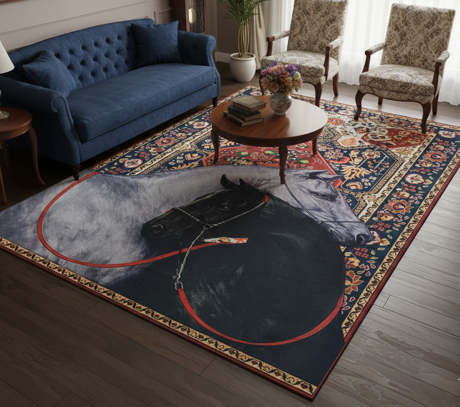 Wild Animal Print Area Rug 5x7 ft | Lightweight & Foldable Carpet