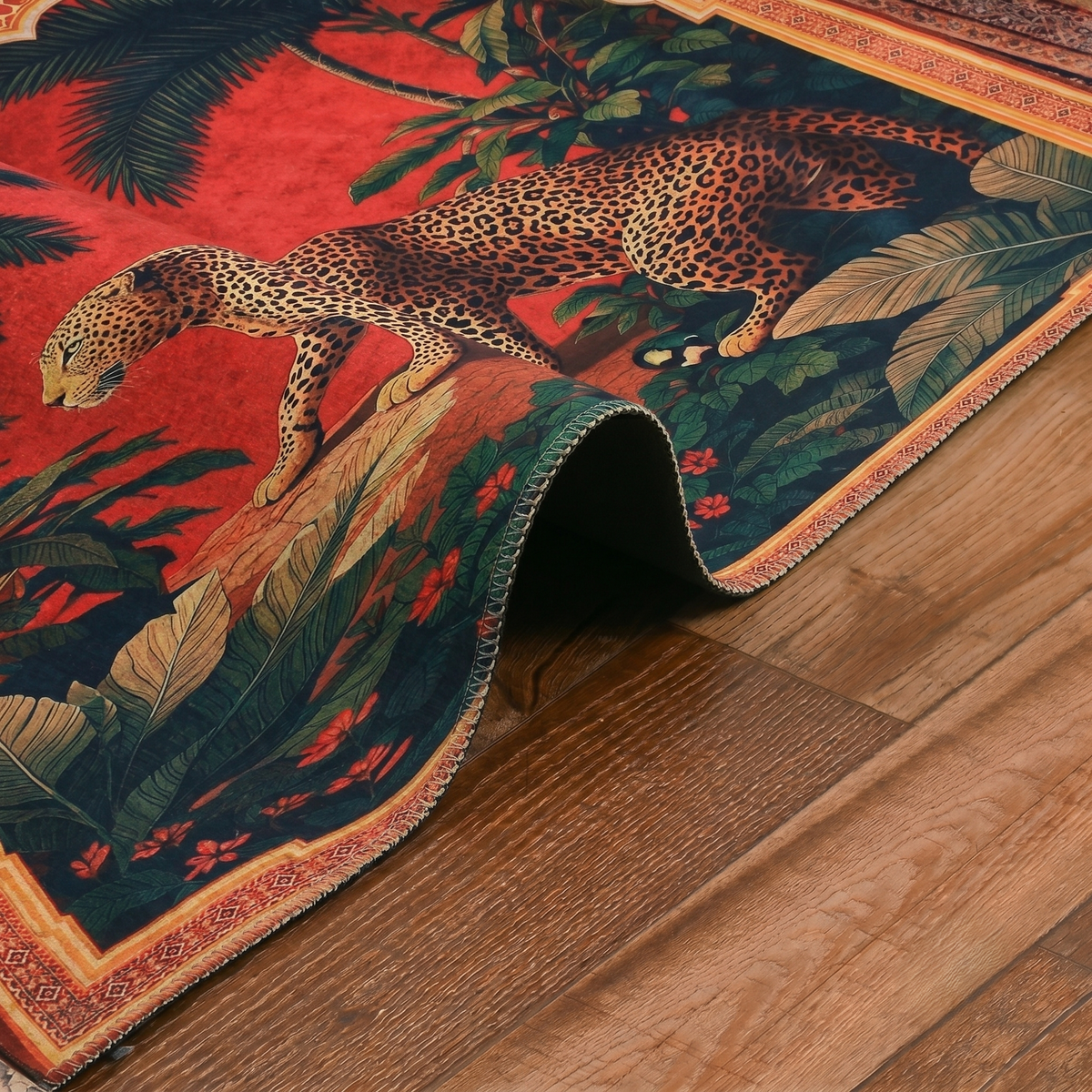 Wild Animal Print Area Rug 5x7 ft | Lightweight & Foldable Carpet