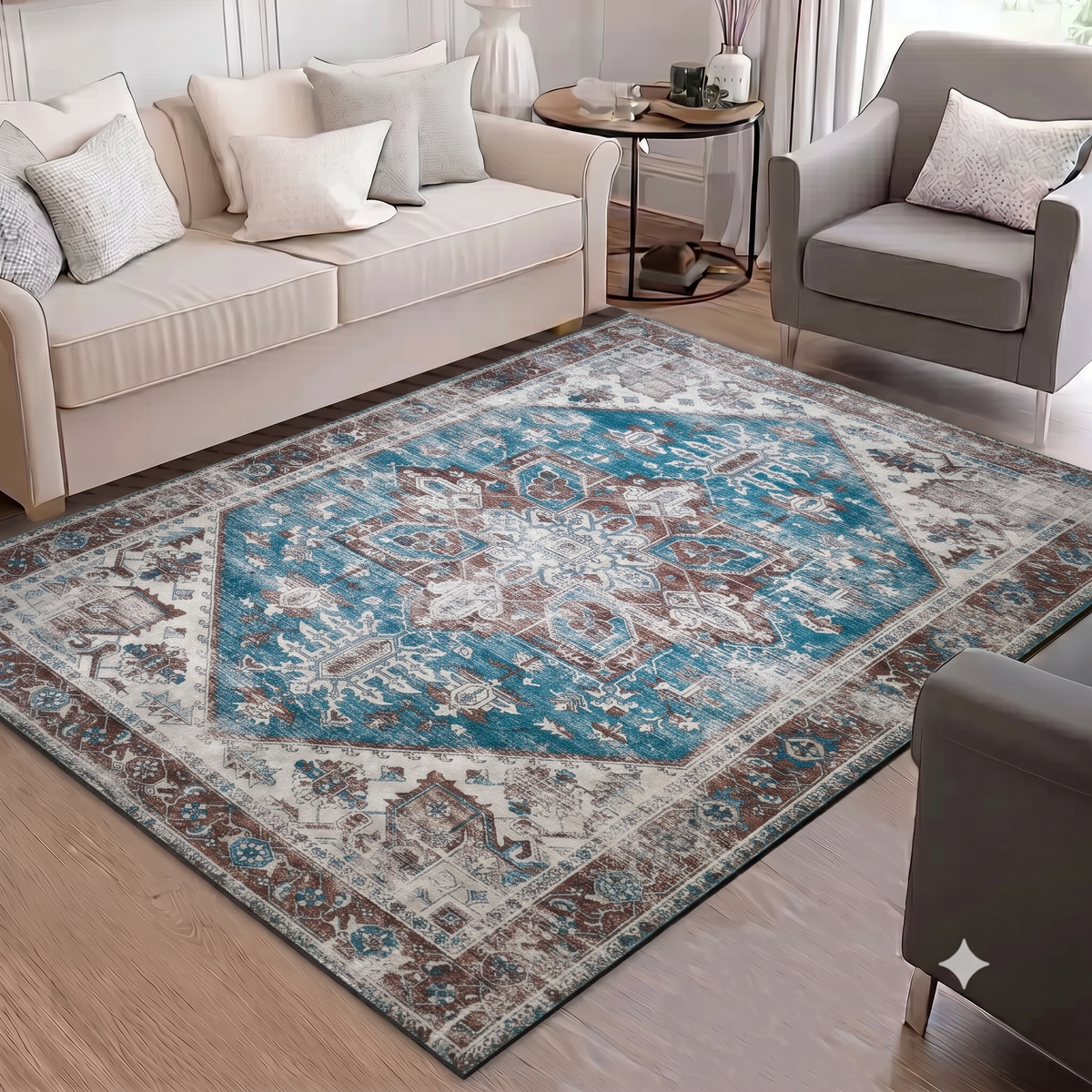 Classic Printed Room Carpet – 5×7 Feet, Traditional Print, Foldable & Lightweight