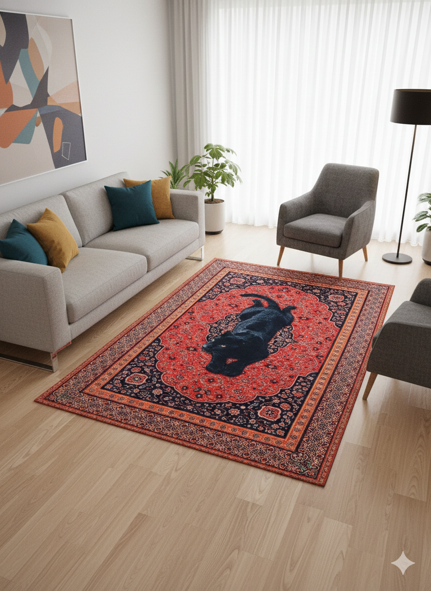 Wild Animal Print Area Rug 5x7 ft | Lightweight & Foldable Carpet