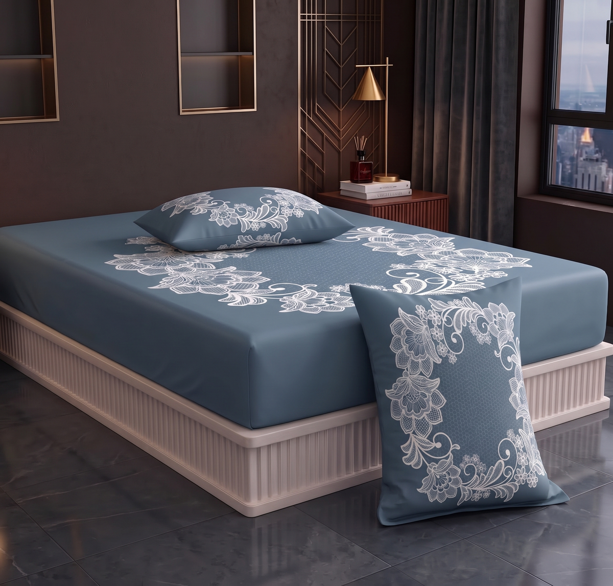 Glace Cotton Double Bedsheet with 2 Pillow Covers - Fade Resistant Soft Breathable Fabric (Copy) (Copy)
