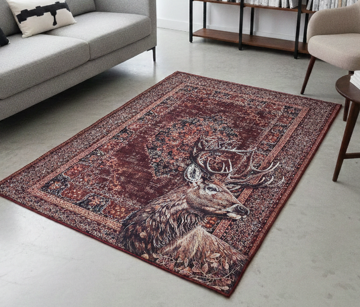 Wild Animal Print Area Rug 5x7 ft | Lightweight & Foldable Carpet