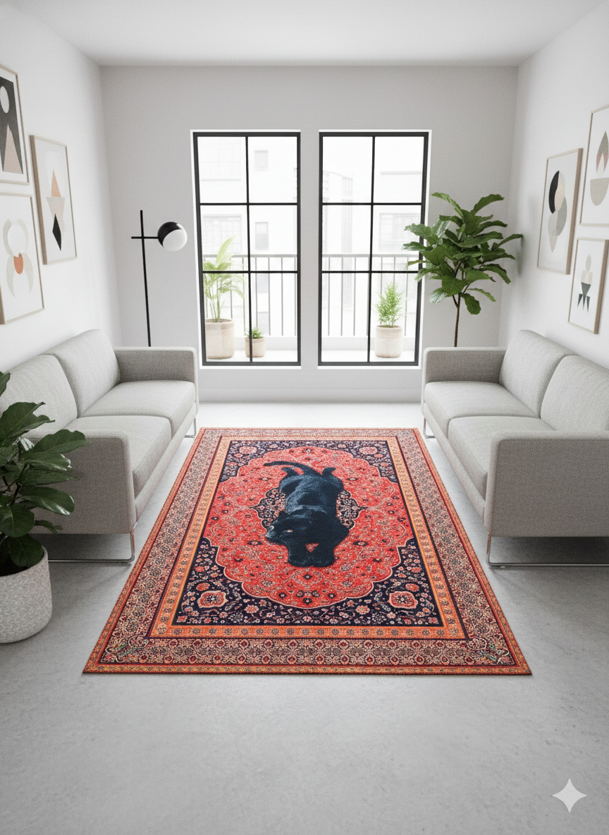 Wild Animal Print Area Rug 5x7 ft | Lightweight & Foldable Carpet