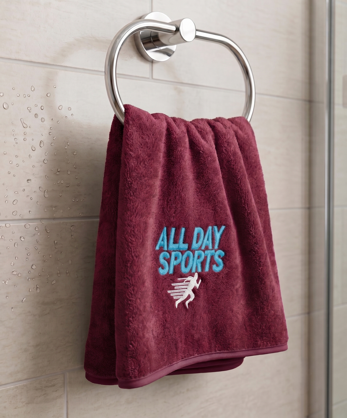 Quick Dry Microfiber Bath Towel 70×140 cm – Soft, Absorbent & Embroidered Maroon