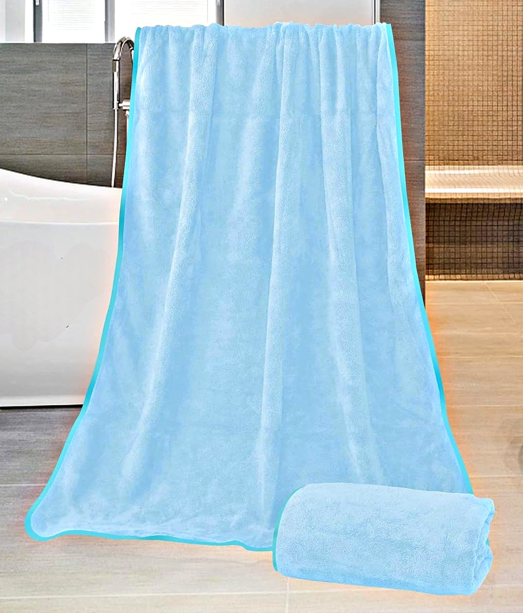 Iris Bath Towel 300 GSM Super Soft Microfiber 70x140 CM Aqua