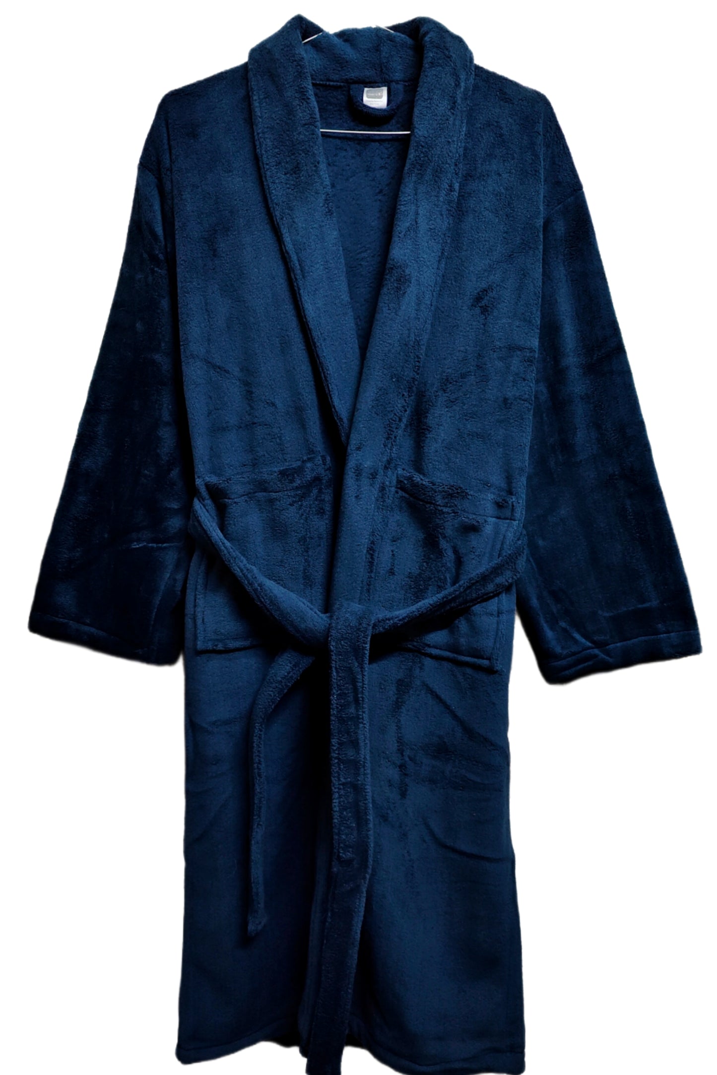 Luxury Plush Grey Unisex Bath Robe Made with Super Soft & Highly Absorbent Microfiber-NAVY