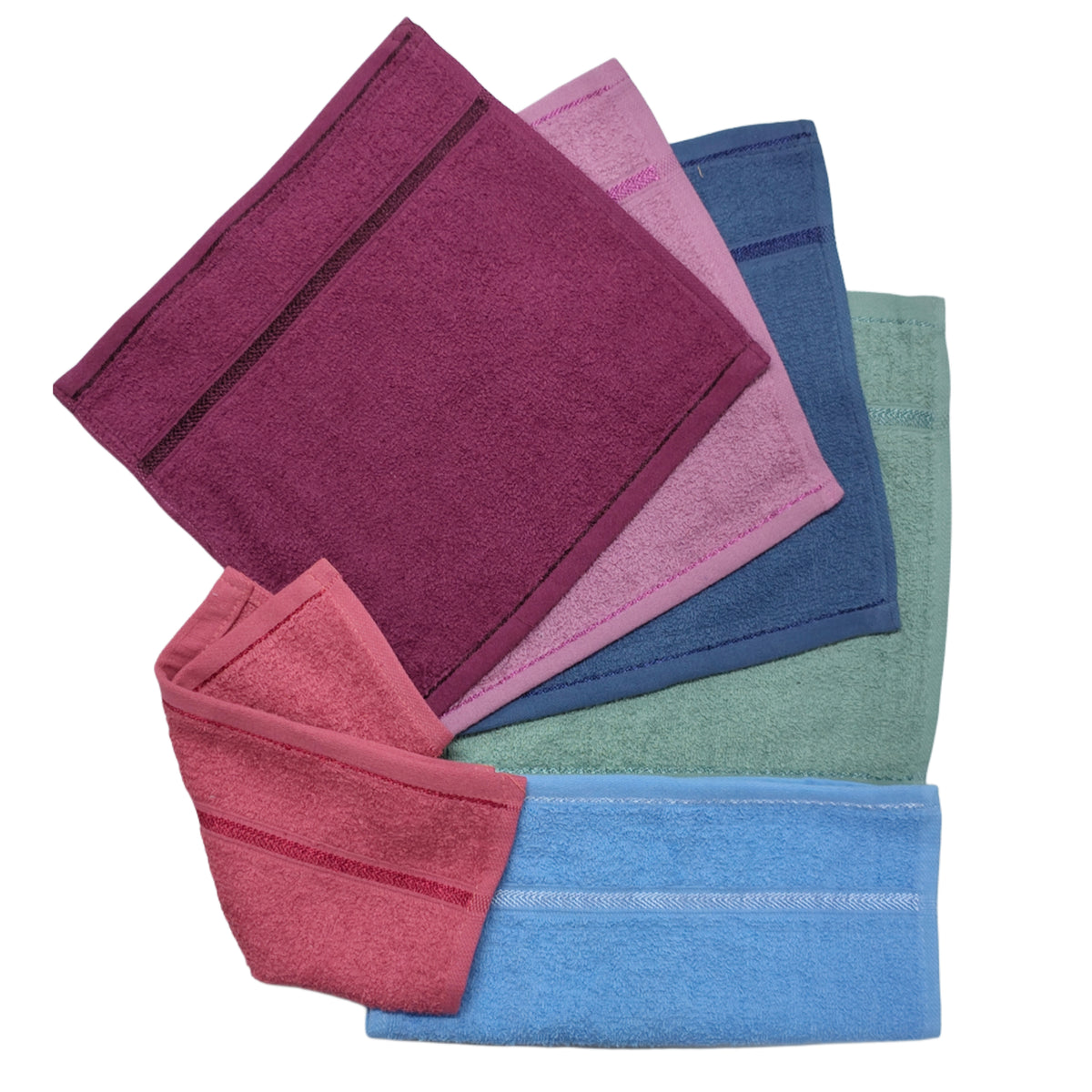 Cotton Face Towel 12 Pcs 450 GSM (40x60 cms) Multicolor