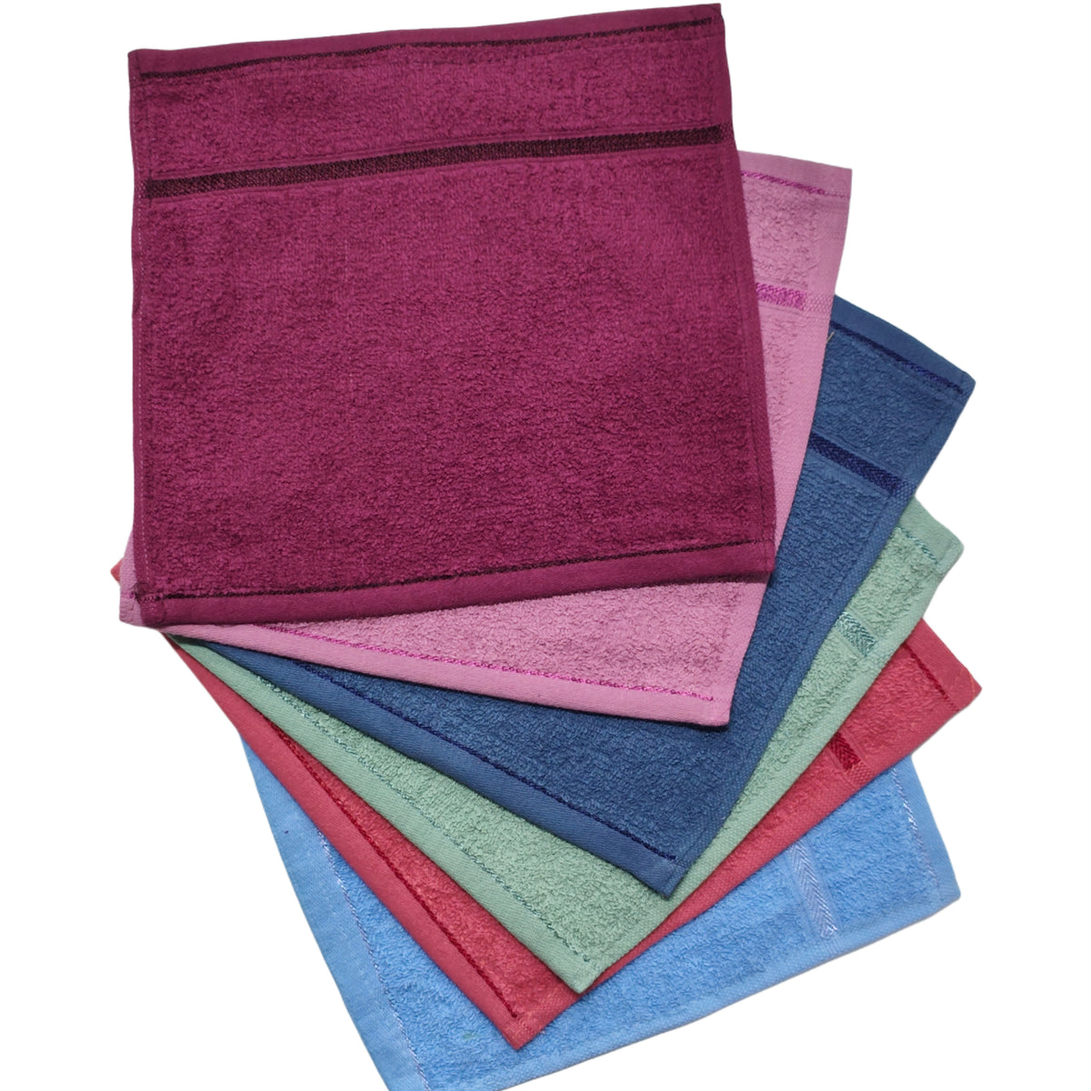 Cotton Face Towel 6 Pcs 450 GSM (40x60 cms) Multicolor