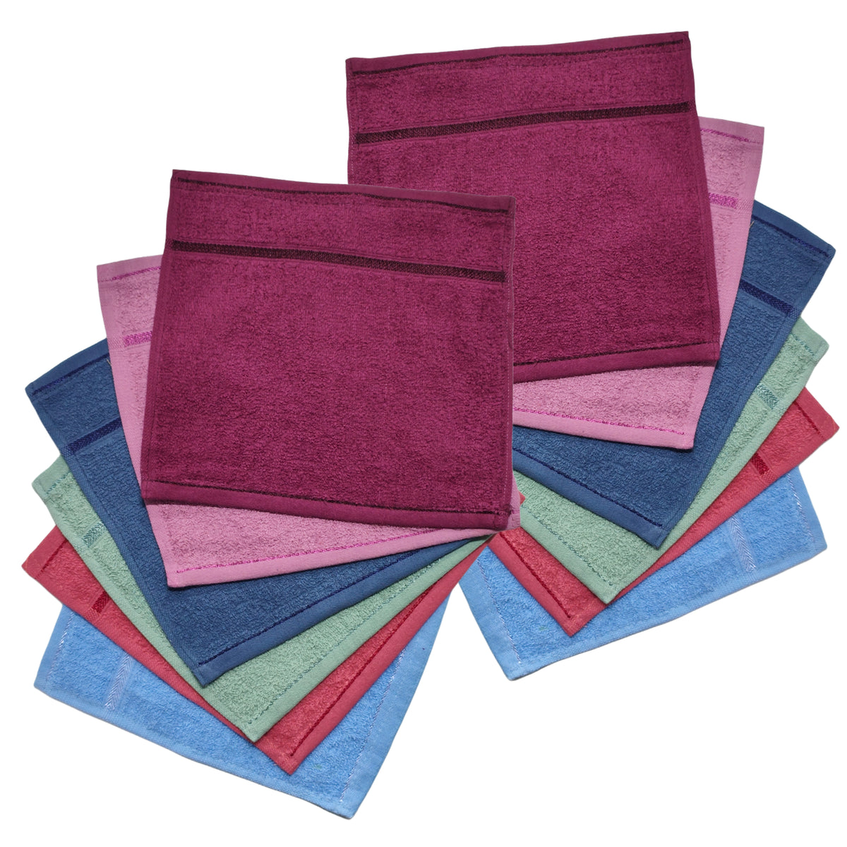 Cotton Face Towel 12 Pcs 450 GSM (40x60 cms) Multicolor