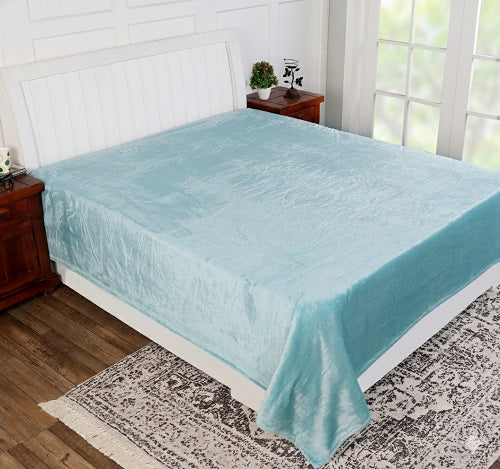 Fleece Single Flat 300 TC Solid Warm Bedsheet Pack Of 1 (Aqua)