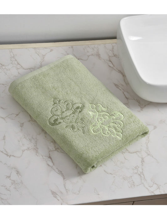 Embroidered Bath Towel 100% Cotton 600 GSM Large Size 72x142 CM Mint Green